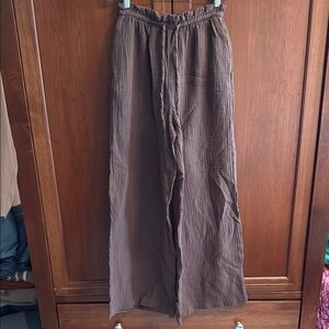 Universal Thread Wide-Leg Gauze Pants in Brown
